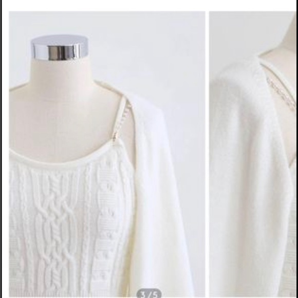 Cropped Braid Knit Cami Top and Sweater sleeveless - Picture 4 of 7